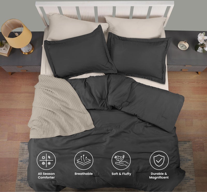 Utopia Bedding Queen Comforter Set Grey, Comforters Queen Size 3 Pieces Bedding Comforters Sets, Down Alternative Soft Bed Set, 1 Comforter (88 x 88 inches) 2 Pillow Shams (20 x 26 inches) - Image 4