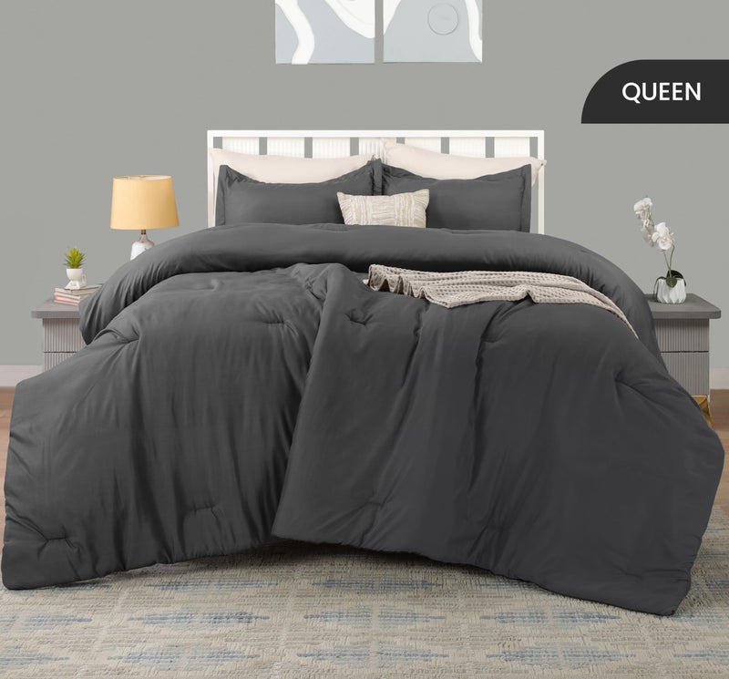 Utopia Bedding Queen Comforter Set Grey, Comforters Queen Size 3 Pieces Bedding Comforters Sets, Down Alternative Soft Bed Set, 1 Comforter (88 x 88 inches) 2 Pillow Shams (20 x 26 inches) - Image 3