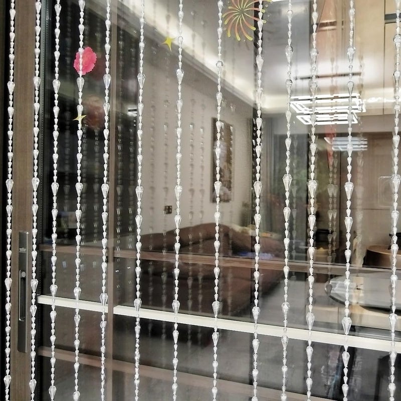 ave split Beaded Curtain Doorways Acrylic Hanging Door Beads String Curtains Tassel Room Divider Screen Decor for Doorway Window Living Room Wedding (042clear, 39 inch x 78.7 inch), ES042 - Image 1