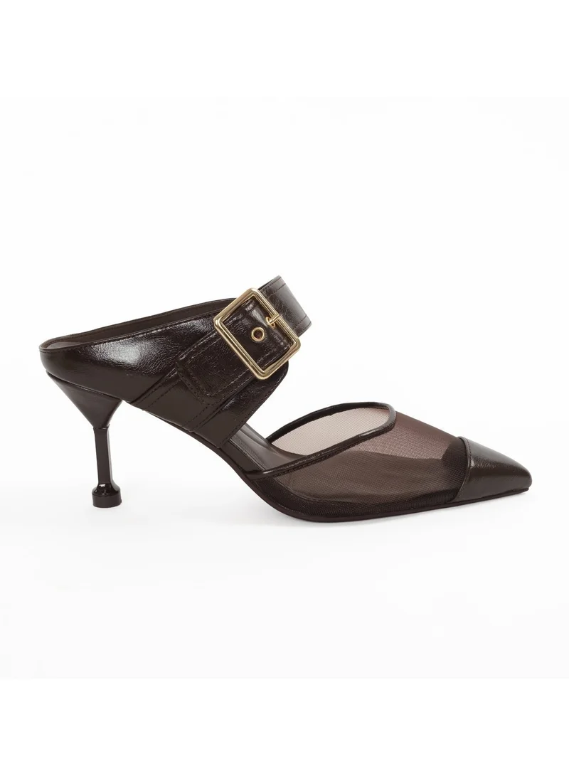 ميلانو Valoria Mule Stilleto Heel - Dark Brown