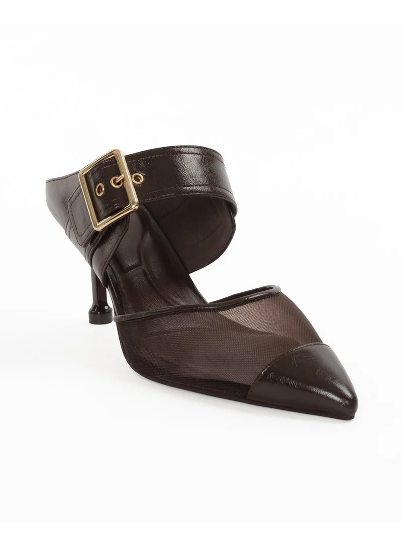 ميلانو Valoria Mule Stilleto Heel - Dark Brown