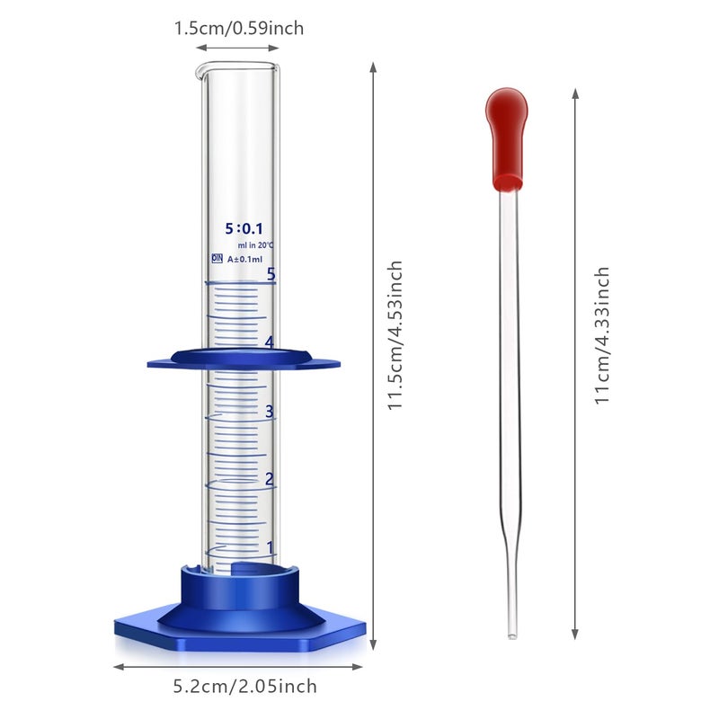 Qesdaoxu Thick Glass Graduated Cylinder Measuring Liquid Lab Cylinders with Anti-falling Plastic Base and Bumper Guards (glass, 5ML) - Image 2