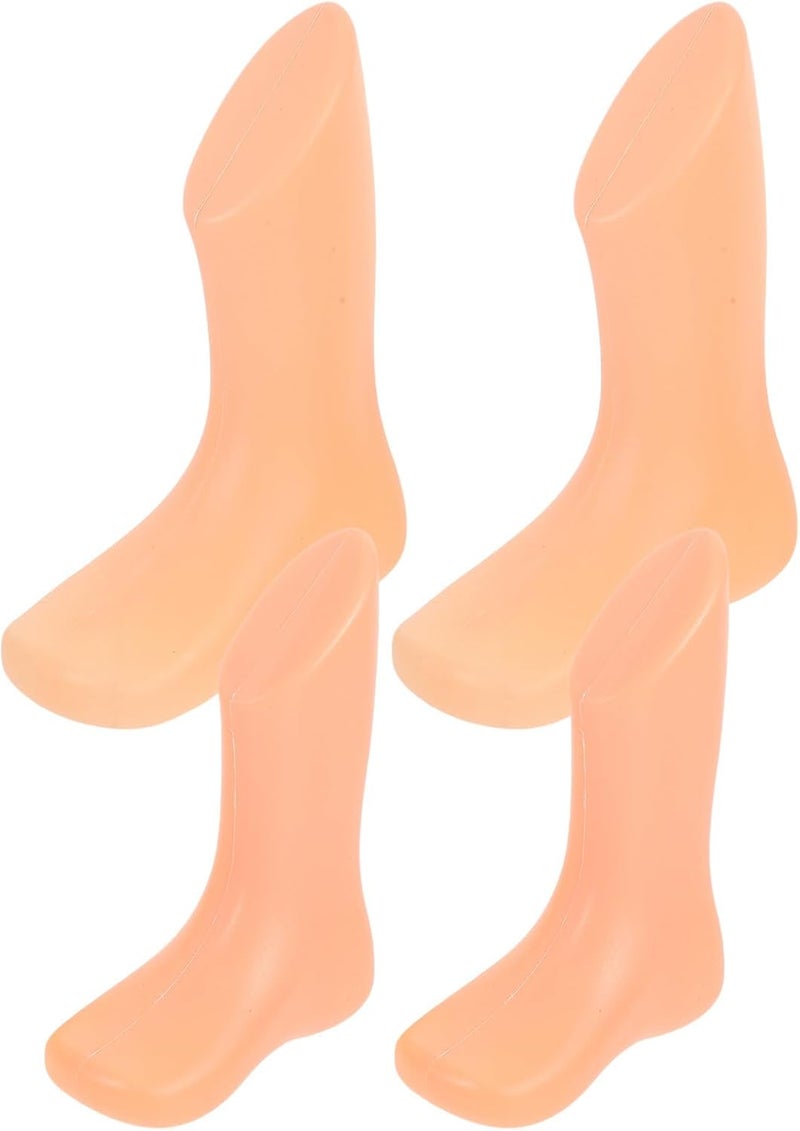 Generic 4pcs Foot Mannequin Set Plastic Retail Shop Foot Model Small Ankle-high for Socks Shoes White and Skin Tone 11.5cm 14cm - Image 1