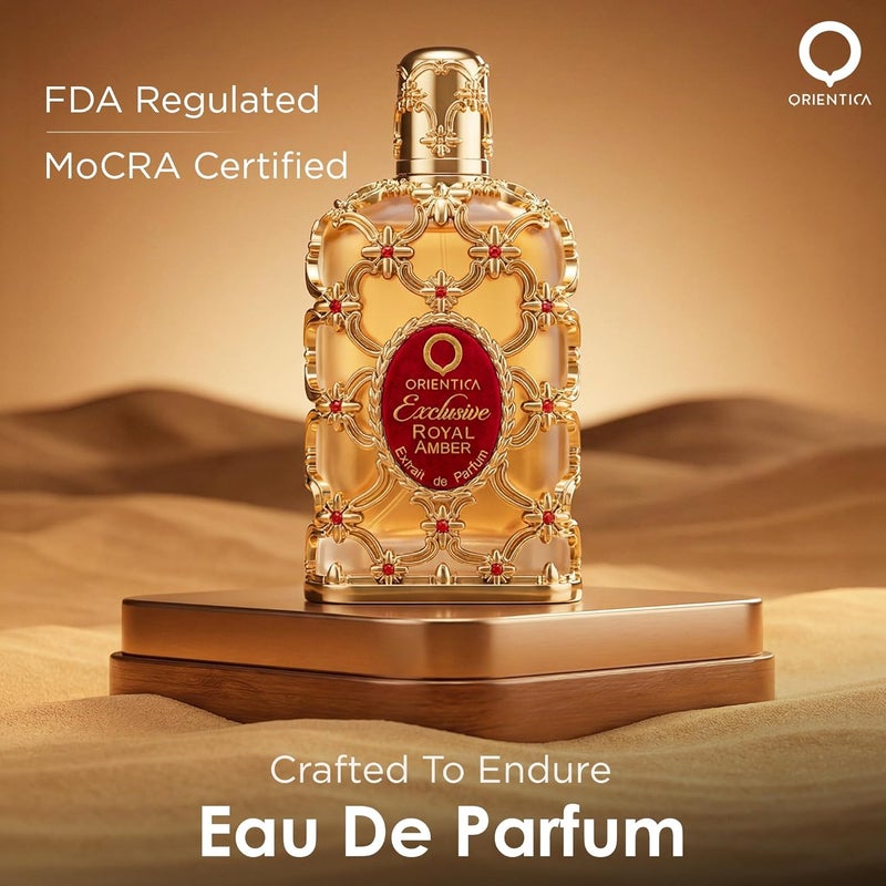 Orientica Luxury Exclusive Royal Amber Extrait de Parfum – Unisex Fruity Amber Fragrance – 2.7oz / 80ml - Image 4