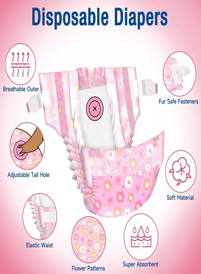Pet Soft Dog Diapers Female, Disposable Doggie Diapers for Female Dogs, Puppy Diaper with Adjustable Foam Tail Hole(Pink,12XS) - Image 4
