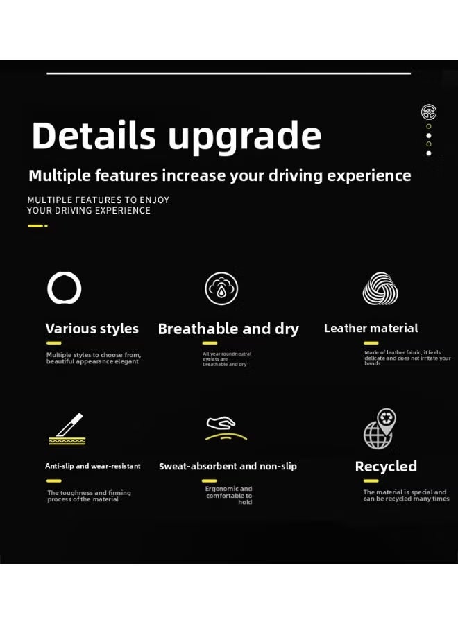 Car Leather Steering Wheel Cover, Soft and Comfortable, Breathable and Non-Slip, Universal Elastic Elastic Steering Wheel Protective Cover，Sports Cars, Car Interior Modifications - Image 4