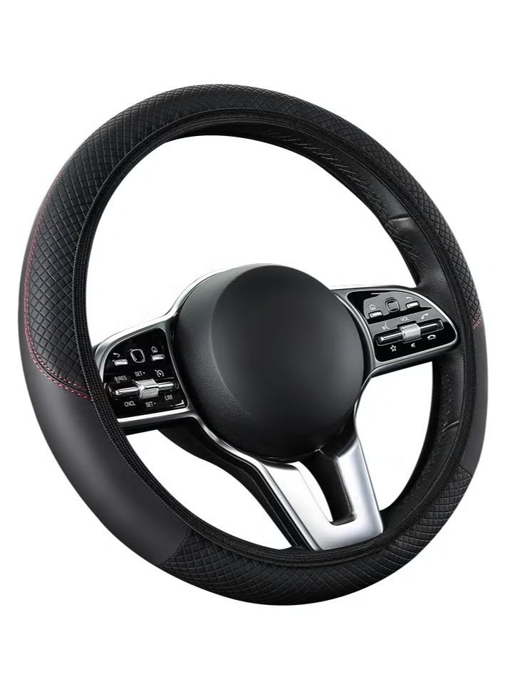 Car Leather Steering Wheel Cover, Soft and Comfortable, Breathable and Non-Slip, Universal Elastic Elastic Steering Wheel Protective Cover，Sports Cars, Car Interior Modifications - Image 1