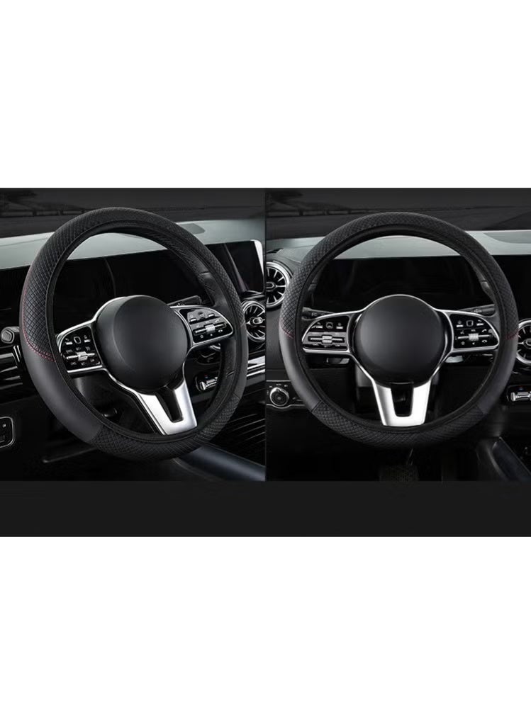 Car Leather Steering Wheel Cover, Soft and Comfortable, Breathable and Non-Slip, Universal Elastic Elastic Steering Wheel Protective Cover，Sports Cars, Car Interior Modifications - Image 3