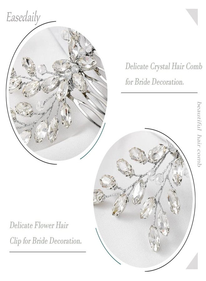 Easedaily Crystal Bride Wedding Hair Comb Silver Rhinestone Bridal Hair Piece Hair Accessories for Women and Girls - Image 3