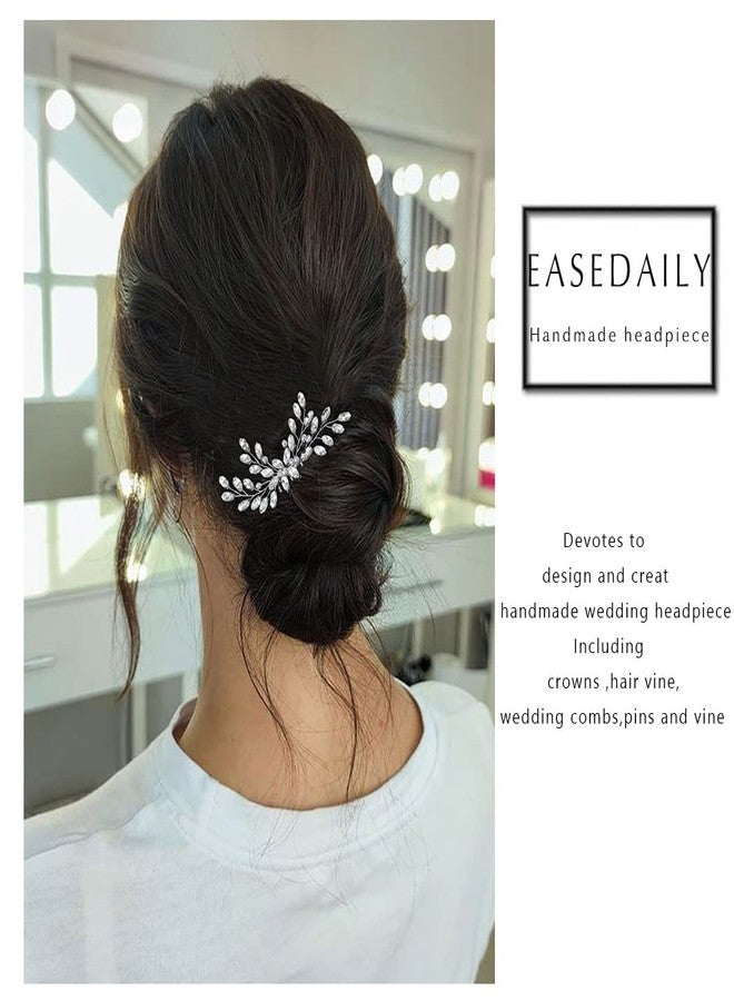 Easedaily Crystal Bride Wedding Hair Comb Silver Rhinestone Bridal Hair Piece Hair Accessories for Women and Girls - Image 4