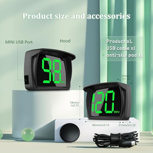 AZIJYV GPS Speedometer Digital Speedometer Cars Heads Up Display Y03 with Speed, Automatic Light Sensing, MPH Speedometer Plug and Play Applicable to All Cars - Image 2
