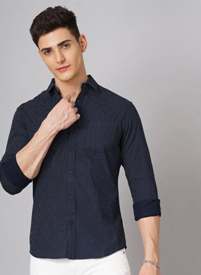 تايك تو قميص كاجوال رجالي أزرق مطبوع بنقوش دقيقة بقصة عادية من هارد سودا