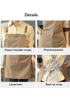 Loquat Adjustable Double Shoulder Chef Apron Waterproof and Oilproof Kitchen Apron Light Brown Color  - Image 2