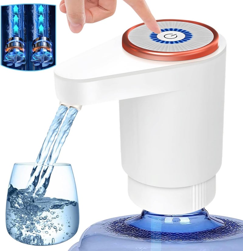 Rness Electric Water Dispenser Pump, Dual-Pump High Power, Dual Outlets, Type-C Charging, Portable Electric Kettle, USB-C Rechargeable, Suitable for Office, Home, Kitchen, White - Image 1