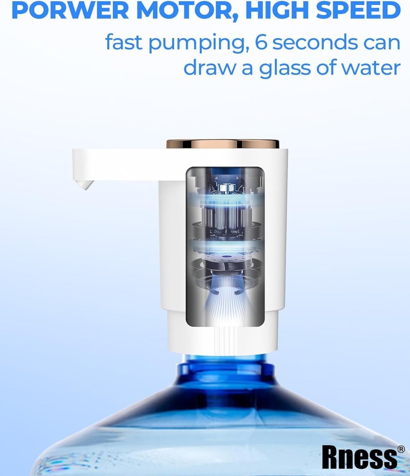 Rness Electric Water Dispenser Pump, Dual-Pump High Power, Dual Outlets, Type-C Charging, Portable Electric Kettle, USB-C Rechargeable, Suitable for Office, Home, Kitchen, White - Image 3