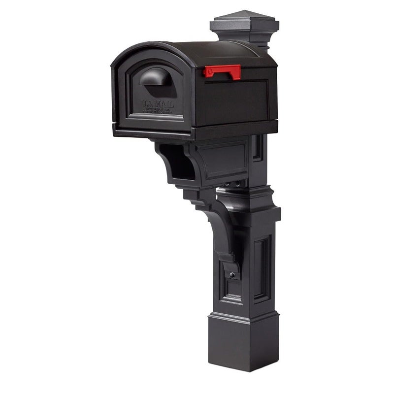 Step2 Atherton Extra Large Mailbox Post Weather Resistant Large Outdoor Mailboxes Made of Durable Plastic Easy to Install Flag Included Onyx Black