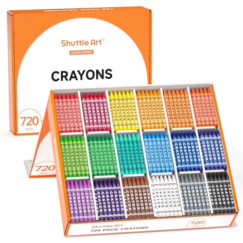 Shuttle Art Crayon Bulk Class Pack - 720 Count, 18 Assorted Colors with 40 Crayons per Color, Non-Toxic Bulk Crayon School Supplies for Teachers and Kids Arts & Crafts Supplies - Image 1