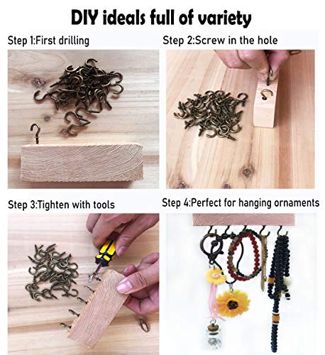 IDEALSV Small Bronze Ceiling Hooks - 5/8'' Screw-in Lights & Jewelry Hooks (40 Pack) - Image 3
