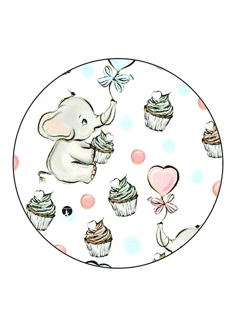 An Elephant Printed Mouse Pad  Round  Multicolour
