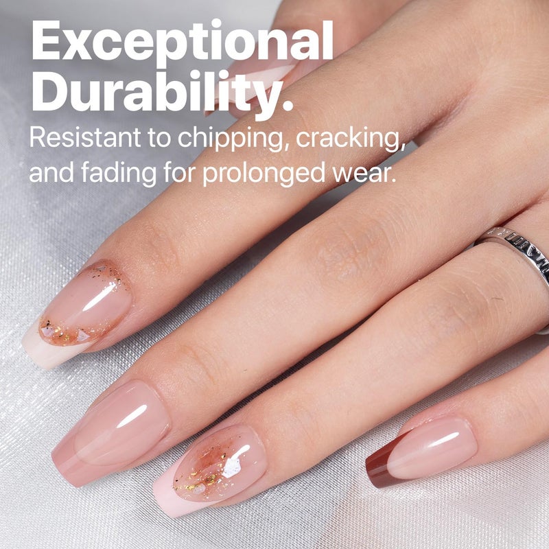 SXC Cosmetics French Tip Press On Nails - Skin Tone Nude and Color Series, Short Coffin X-Pro Tips Starter Kit ST119KIT - Image 2