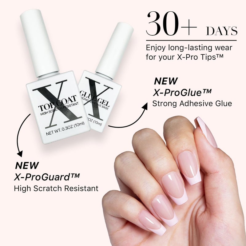 SXC Cosmetics French Tip Press On Nails - Skin Tone Nude and Color Series, Short Coffin X-Pro Tips Starter Kit ST119KIT - Image 5