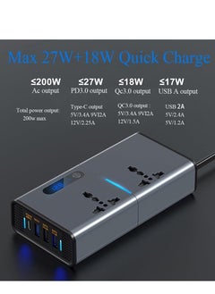 ELTRAZONE Compact 200W DC to AC Car Inverter – Multi-Port Charging Solution for Vehicles  - Image 3