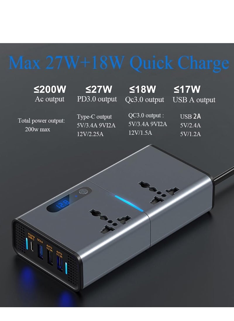 ELTRAZONE - Compact 200W DC to AC Car Inverter – Multi-Port Charging Solution for Vehicles - Image 1