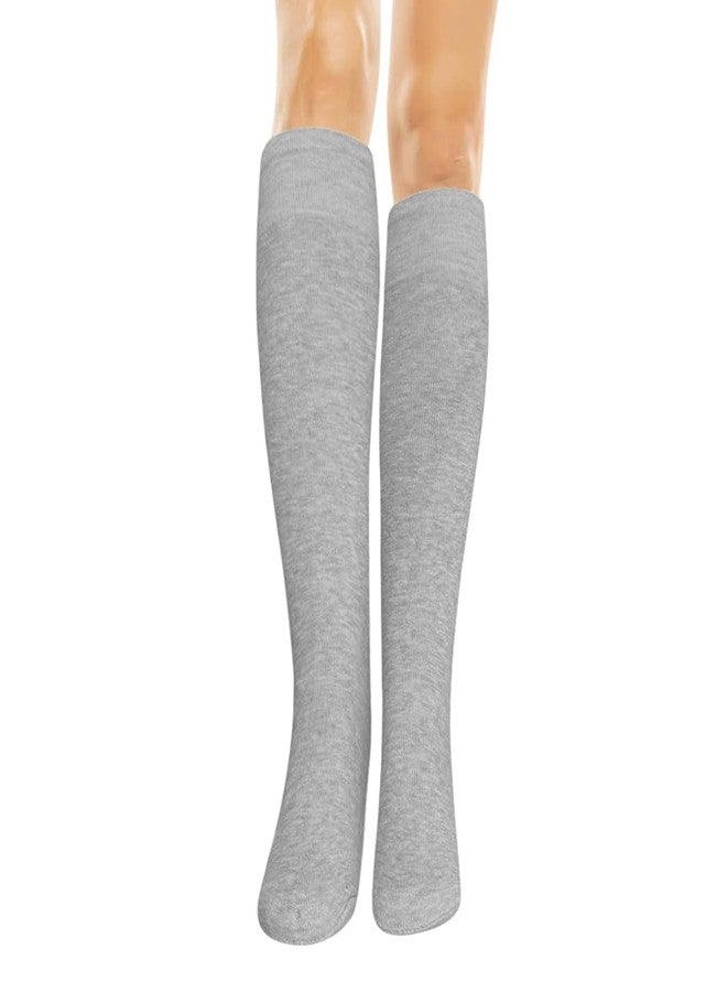 MUKHAKSH (Pack of 3 Pairs = 6 Socks Girls Winter Woolen Warm Melange Grey Knee Length Knee High Socks - Image 3