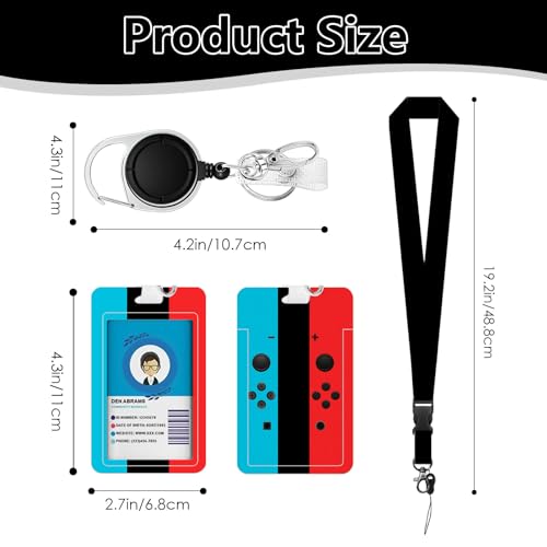 NIWPKDCE Gamepad Badge Holder with Boys Lanyard, Game Controller ID Badge Holder with Retractable Reel Clip and Keychain, Gamer Vertical Identity Card Cover Case Protector for Gaming Lovers - Image 3