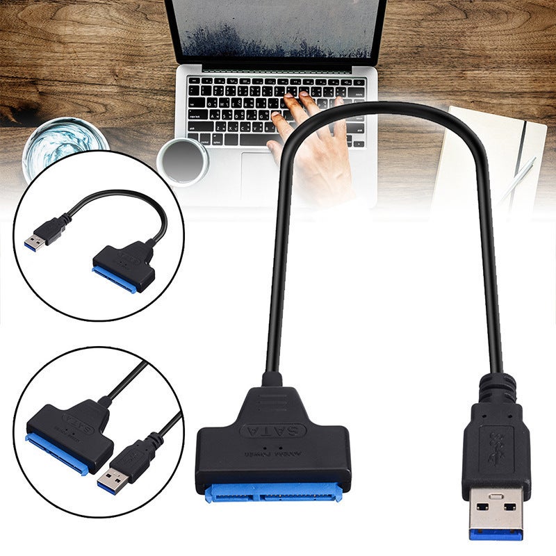 كابل SATA USB 3.0: كابل محرك أبيض أسود بحجم 2.5 بوصة - محول سريع لنقل البيانات SATA SSD HDD للتوصيل بالتخزين الخارجي - Image 3