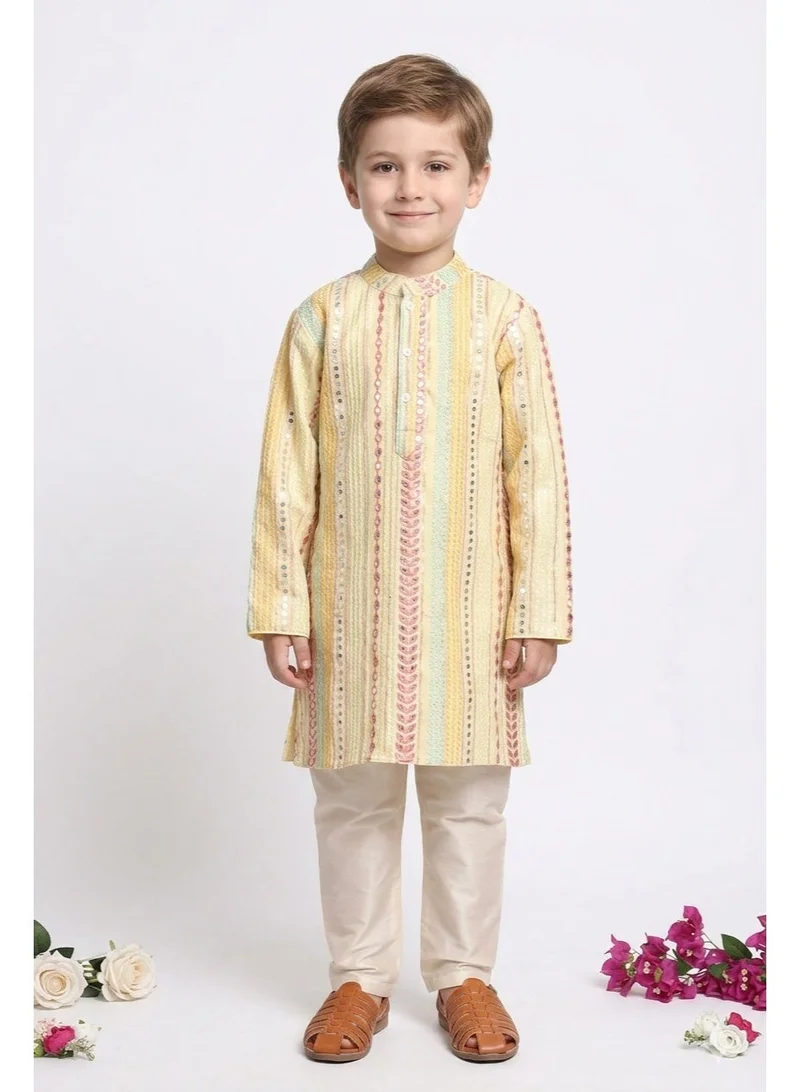 Saka Designs Boys Ethnic Motifs Embroidered Kurta with Pyjama