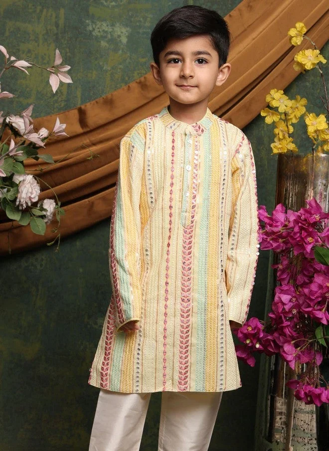 Saka Designs Boys Ethnic Motifs Embroidered Kurta with Pyjama