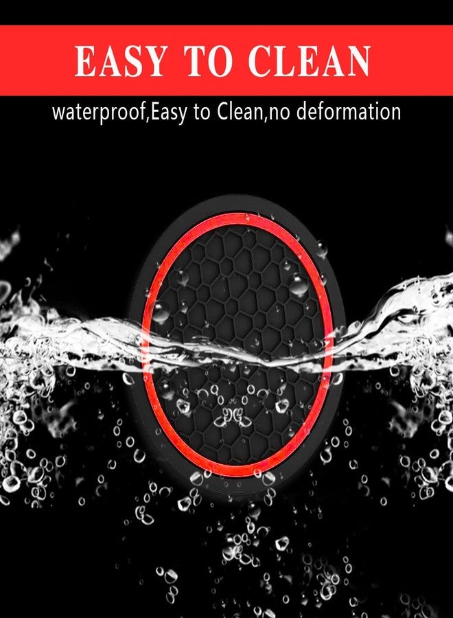Couslcd 4PCS Car Cup Holder Coasters, Dustproof Automotive Interior Accessories Mat,2.75 Inch Non-Slip Insert Water Bottle Holder Pads, Universal for Vehicles, Trucks, RVs and More (Black/Red) - Image 4