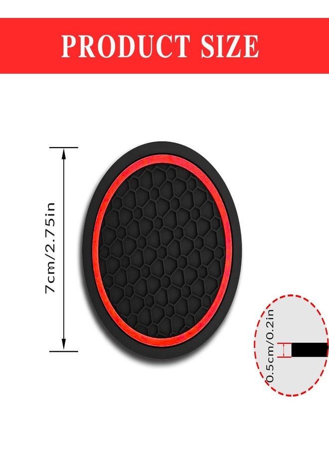 Couslcd 4PCS Car Cup Holder Coasters, Dustproof Automotive Interior Accessories Mat,2.75 Inch Non-Slip Insert Water Bottle Holder Pads, Universal for Vehicles, Trucks, RVs and More (Black/Red) - Image 2