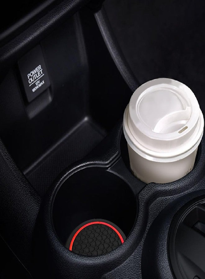 Couslcd 4PCS Car Cup Holder Coasters, Dustproof Automotive Interior Accessories Mat,2.75 Inch Non-Slip Insert Water Bottle Holder Pads, Universal for Vehicles, Trucks, RVs and More (Black/Red) - Image 3