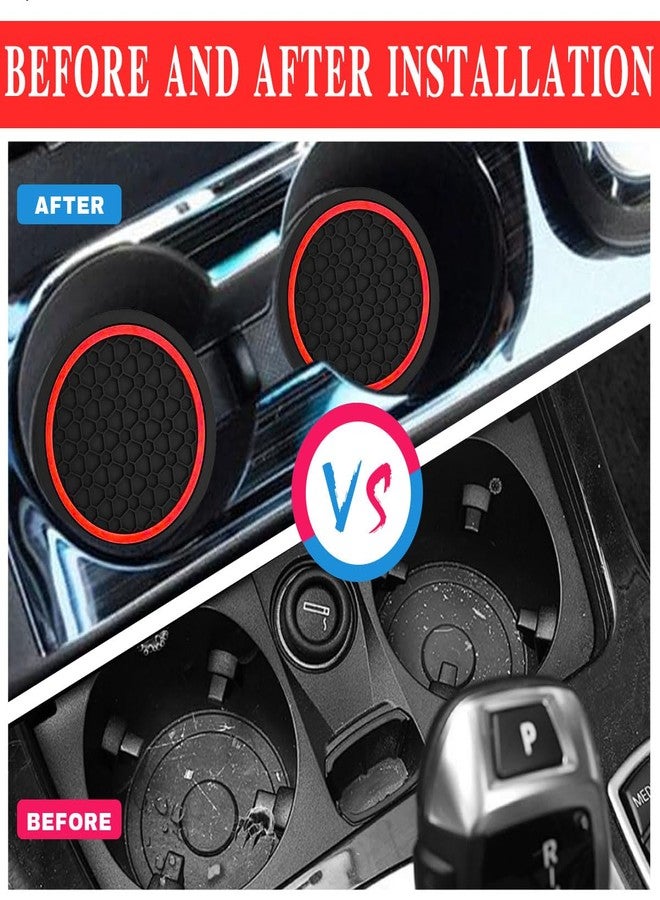 Couslcd 4PCS Car Cup Holder Coasters, Dustproof Automotive Interior Accessories Mat,2.75 Inch Non-Slip Insert Water Bottle Holder Pads, Universal for Vehicles, Trucks, RVs and More (Black/Red) - Image 5
