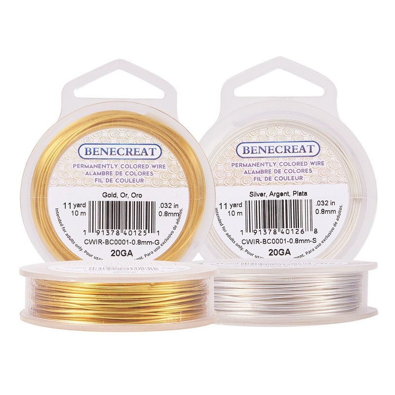 BENECREAT 2 Rolls 20Gauge Tarnish Resistant SilverGold Coil Wire 66Feet22Yard in Total - Image 2