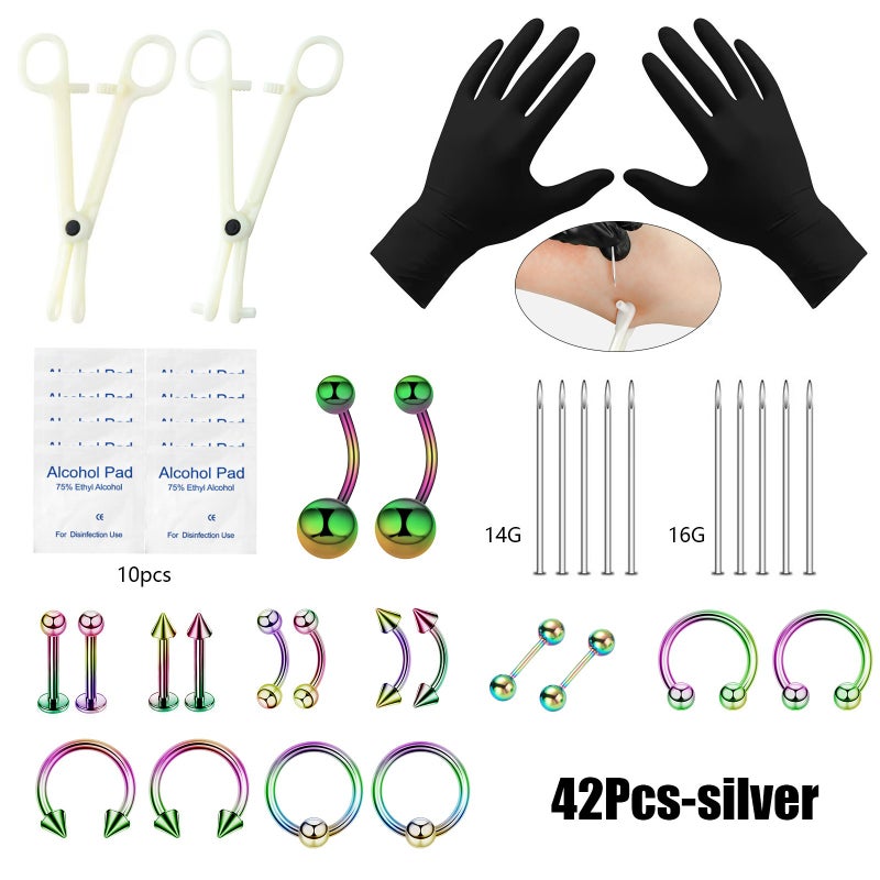 Ze Sen Shi Pin Body Piercing Jewelry Set - 316 Stainless Steel Kit with Tools - Image 2