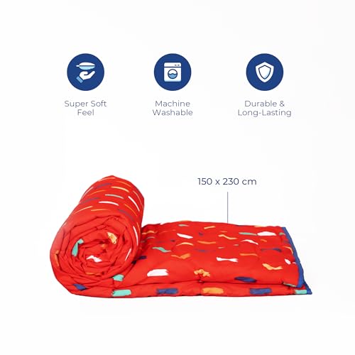 Zinnia Ultra Soft Microfibre Printed Comforter | (Print - Shapes) (Stroke Red and Navy) - Image 3