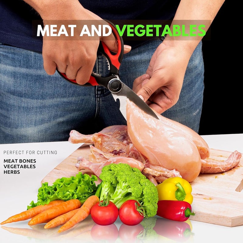 CUTALLO Kitchen Scissors Stainless Steel Sharp Blades with Cushioned Soft TPR Grip for Easy Handling – Heavy Duty Multipurpose Scissors for Meat, Chicken, Fish, Vegetables, & Herbs – Bottle Opener - Image 2