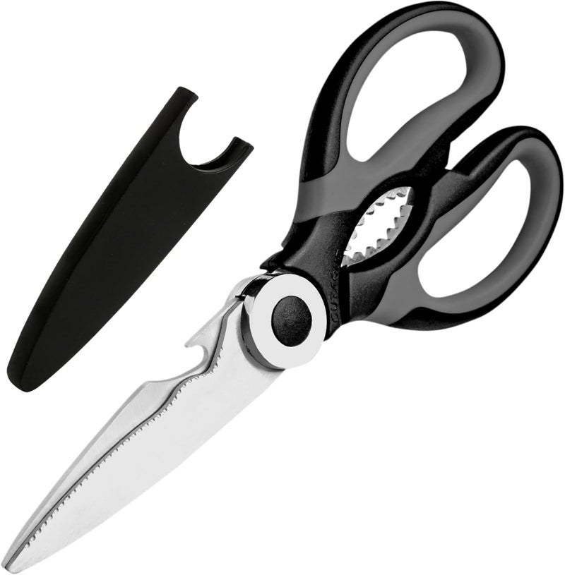 CUTALLO Kitchen Scissors Stainless Steel Sharp Blades with Cushioned Soft TPR Grip for Easy Handling – Heavy Duty Multipurpose Scissors for Meat, Chicken, Fish, Vegetables, & Herbs – Bottle Opener - Image 1