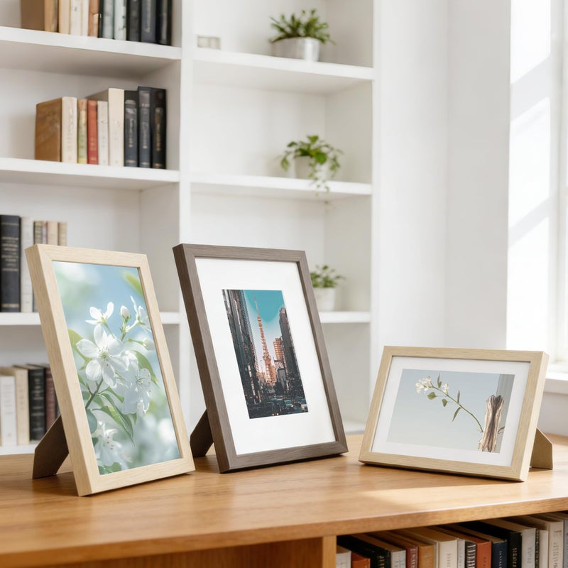 TONES FRAME DESIGN 8x10 Picture Frame Natural 8x10 Wooden Frame Matted to 5x7 Wood Veneer Finish 8 x 10 Photo Frame with Shatterproof Plexiglass for Tabletop Wall Display - Image 5