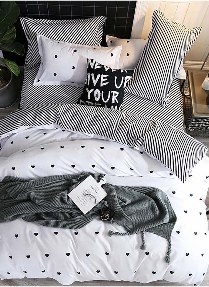 Sharpdo - 4 Pieces Bed Sheet Set Luxury Cotton Microfiber Soft Quilt Set With 1 Comforter/Quilt Cover, 1 Flat Sheet And 2 Pillowcases Single 2.2m(220*240cm) Bed - Image 1