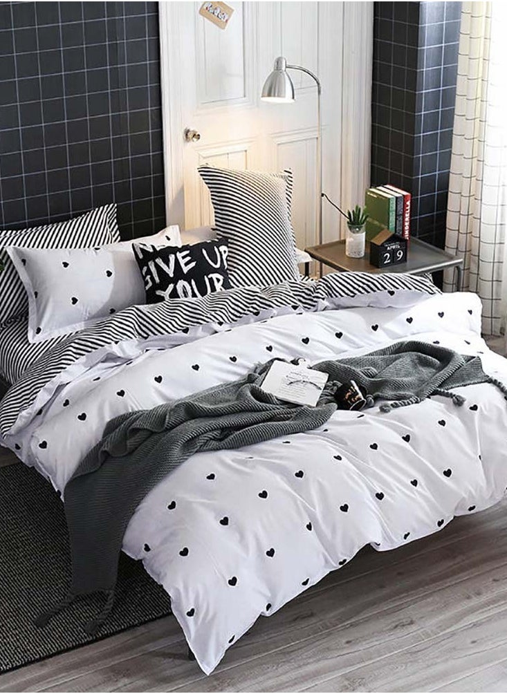 Sharpdo - 4 Pieces Bed Sheet Set Luxury Cotton Microfiber Soft Quilt Set With 1 Comforter/Quilt Cover, 1 Flat Sheet And 2 Pillowcases Single 2.2m(220*240cm) Bed - Image 1