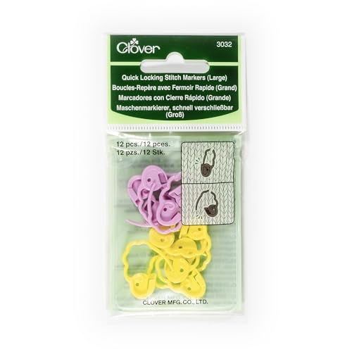 علامات خياطة قفل سريع من كلوفر كبيرة 12 عبوة