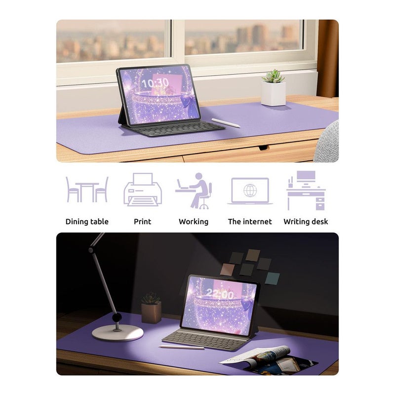 Desk Extension Mouse Pad Keyboard Mat 13.78x23.62 Inch Rubber Red Velvet Anti Slip Faux Leather Backing - Image 3