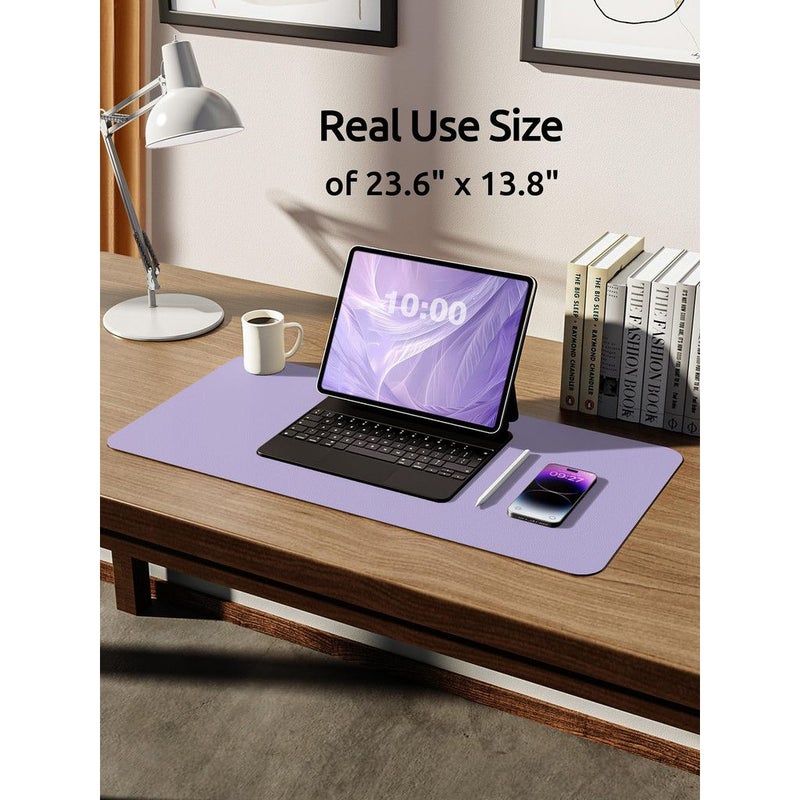 Desk Extension Mouse Pad Keyboard Mat 13.78x23.62 Inch Rubber Red Velvet Anti Slip Faux Leather Backing - Image 2