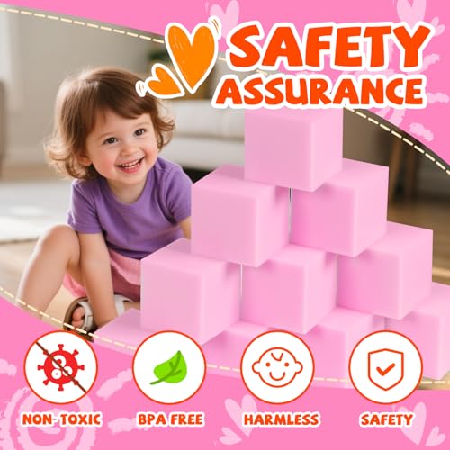 COZYTRAUM 24Pack 5 Inch Foam Cubes Soft Play Pit Fillers for Indoor Games Trampoline  Rock Climbing Mats  Light Pink - Image 5