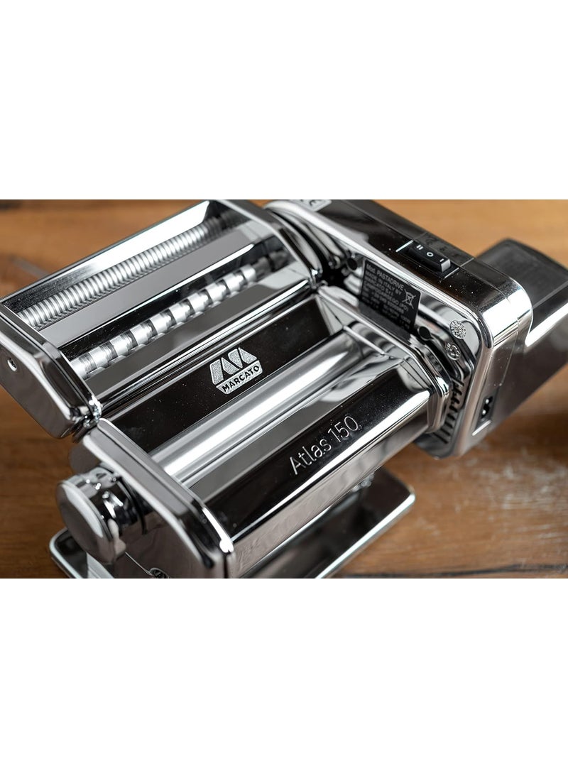MARCATO MARCATO Made in Italy Atlasmotor 110V Electric Pasta Machine Chrome Steel Set includes Atlas 150 handcrank clamp Pastadrive motor and instruction manual  - Image 2
