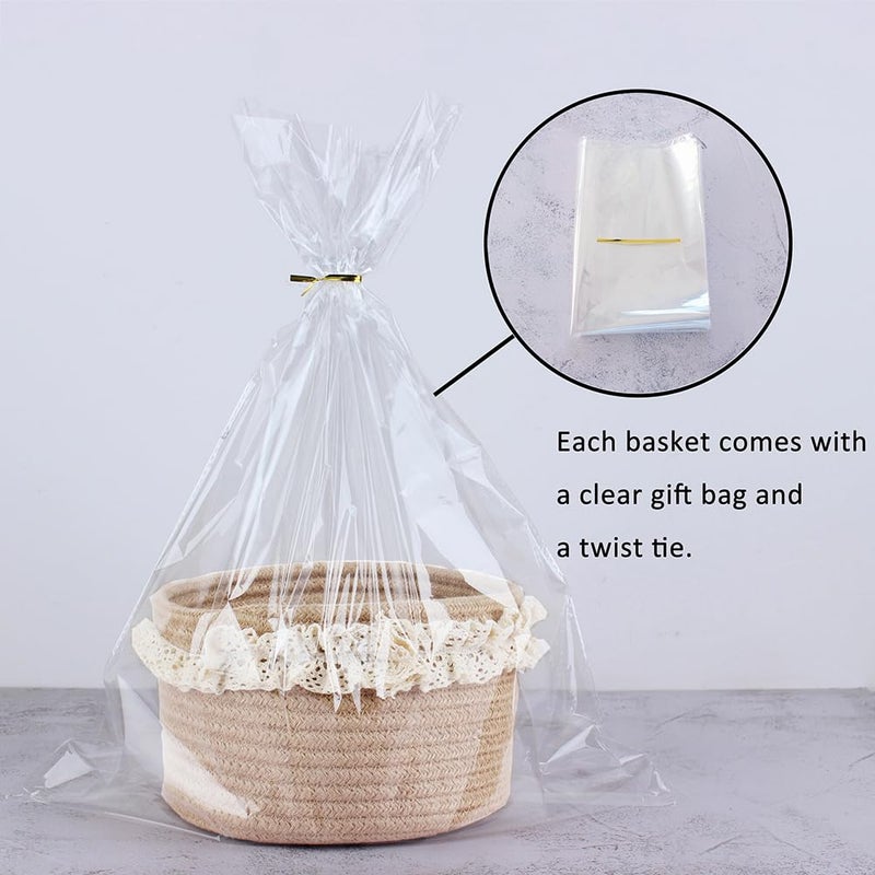 Yimi's Dream Basket for Gifts, Small Cute Round Baskets for Baby, Wedding, Birthday, Mini Decorative Jute Rope Baskets for Home Decor (Brown, 8"x 8"x 5") - Image 2